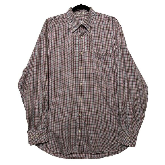 2/$30 Peter Millar 100% Cotton Plaid Button Down Shirt Mens L Classic Office - Picture 1 of 9